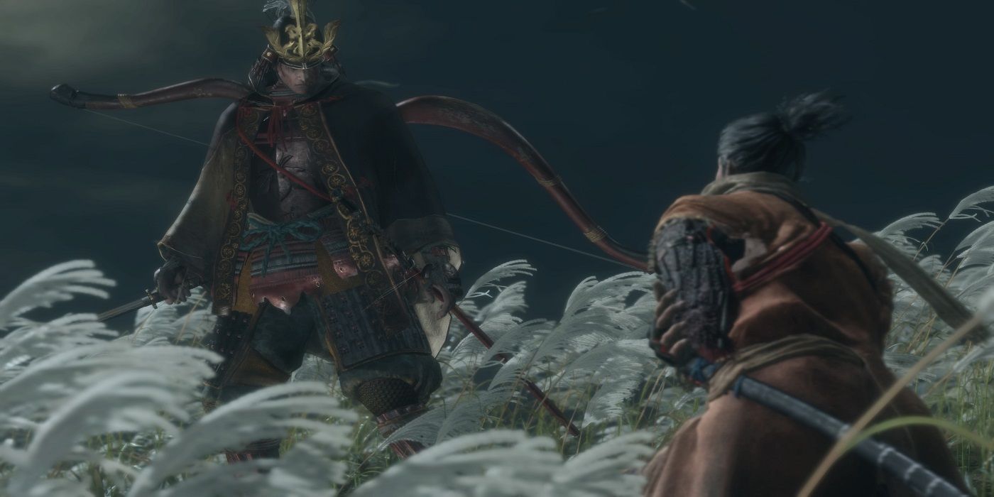 The first boss encounter from Sekiro: Shadows Die Twice