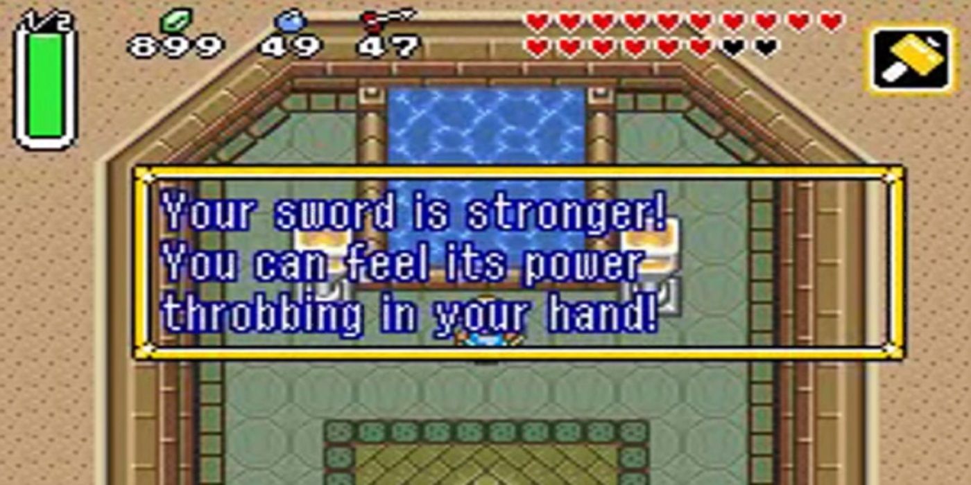 Link acquiring the Golden Sword in The Legend of Zelda: A Link to the Past