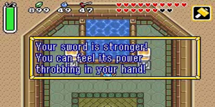 Link acquiring the Golden Sword in The Legend of Zelda: A Link to the Past