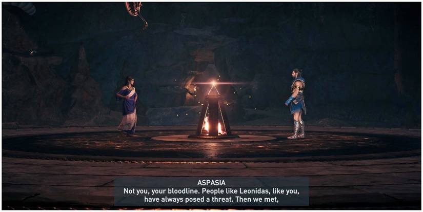 The player as they confront Aspasia