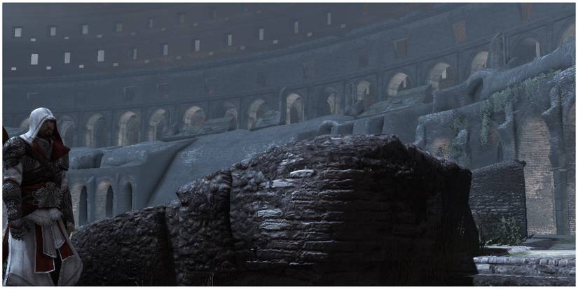 Ezio as he walks out of the vault underneath the Colosseum