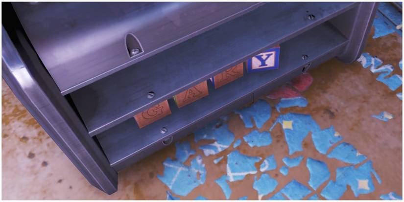 Letters blocks inside the vault that spell out Gary