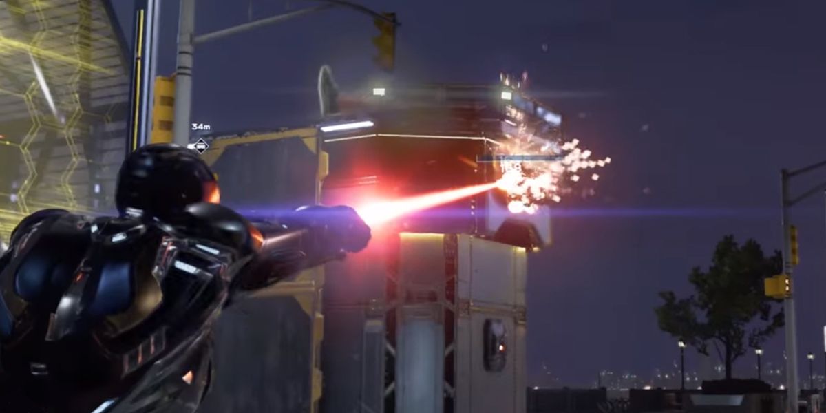 Iron Man shooting a laser in Marvel's Avengers