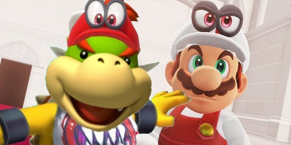 Bowser Jr And Mario Super Mario Odessey Eye Hats