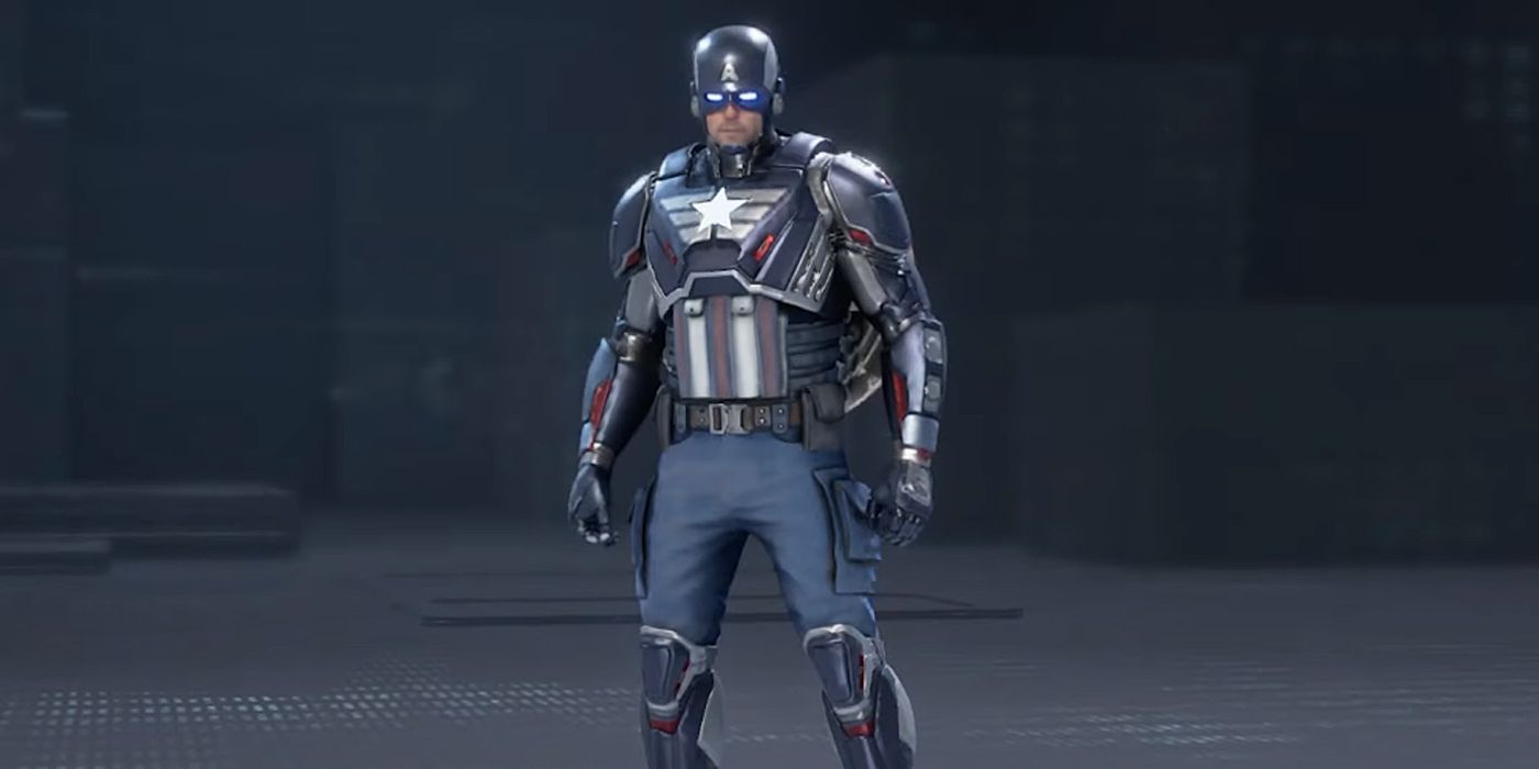 Captain America's Stark Tech outfit from Marvel's Avengers video game.