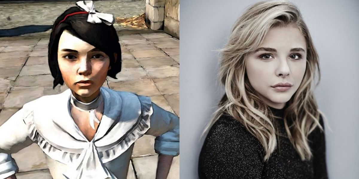 chloe grace moretz next to video game character