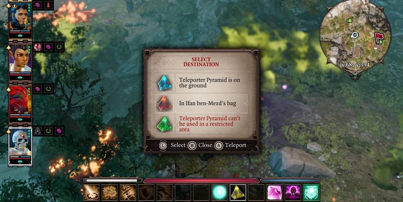 The party using a Teleporter Pyramid