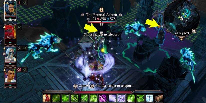 An NPC mid-conversation can be teleported