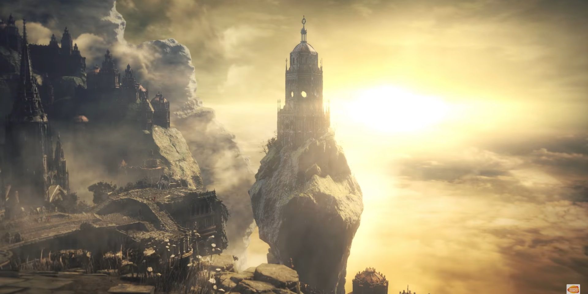 Aerial shot of The Ringed City DLC in Dark Souls 3
