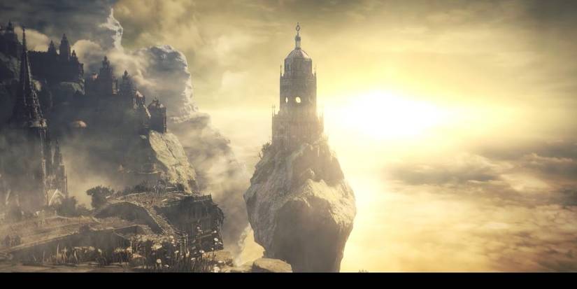 Aerial shot of The Ringed City DLC in Dark Souls 3