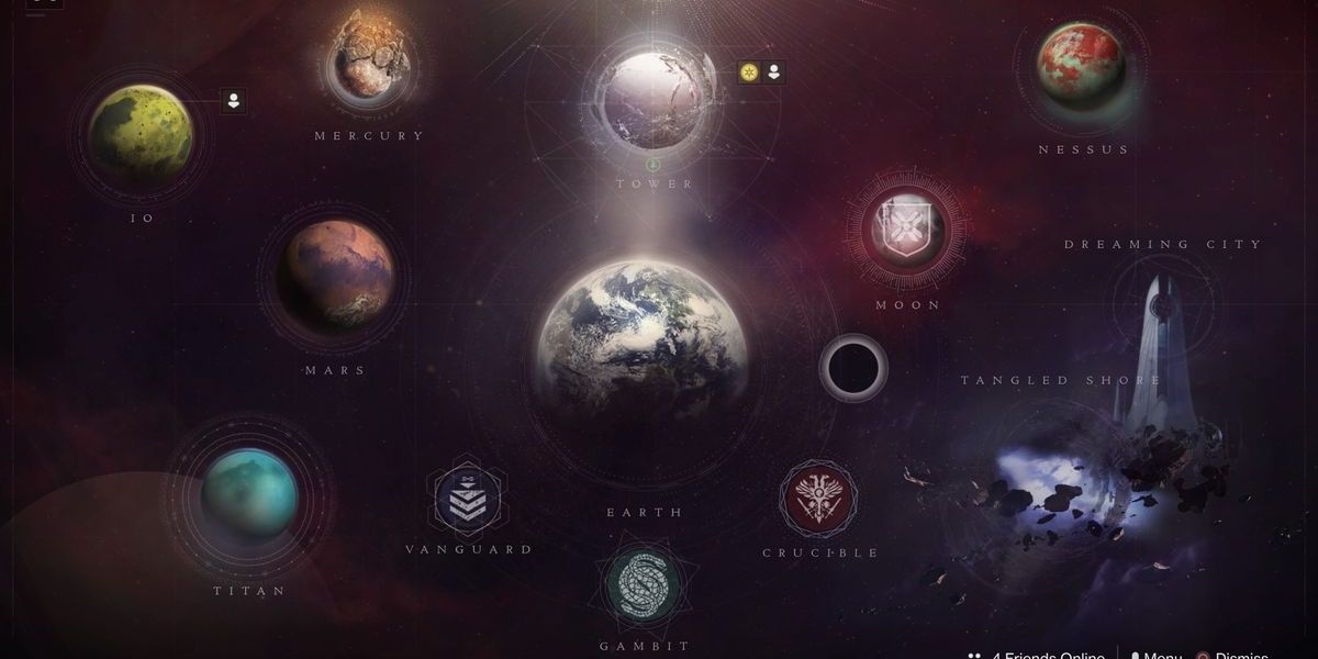 Planet Directory Menu in Destiny 2