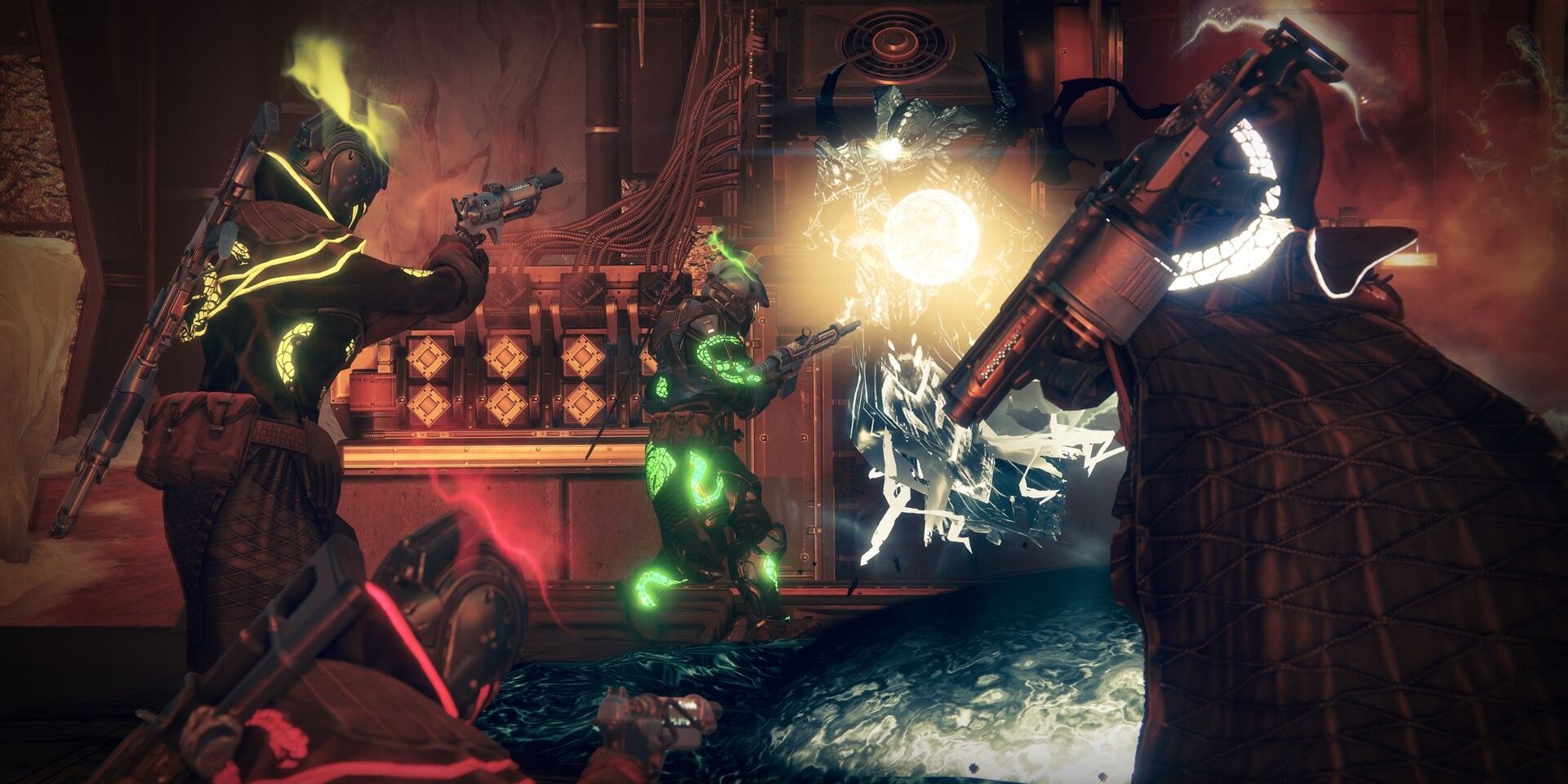 Gambit Prime fireteam fighting a Taken wizard in Destiny 2