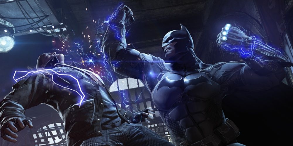 Batman's electrically-charged gauntlets in Arkham Origins' combat