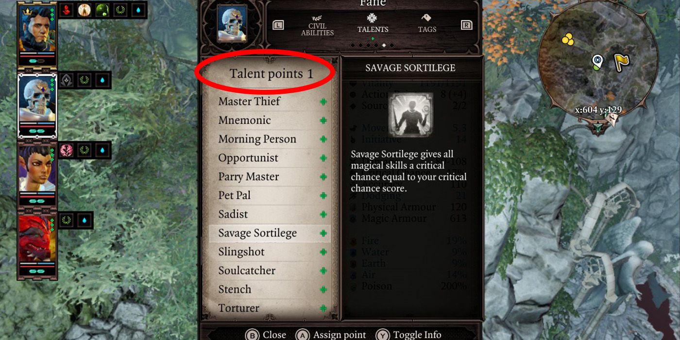 Talent Select tab in the game