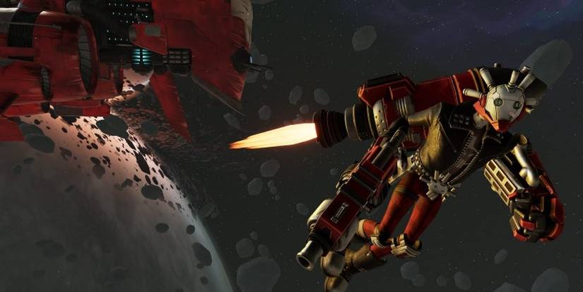 Drifters Loot The Galaxy Floating In Space Platform And Character