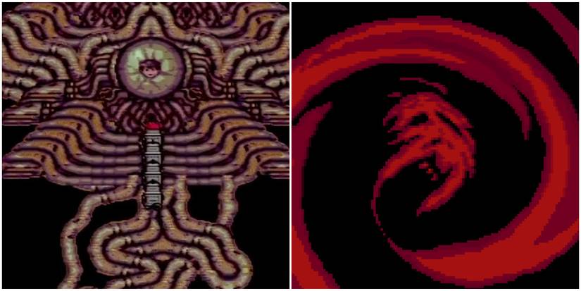 Gigyas Battle Arena and a Close Up of Giygas Earthbound 2