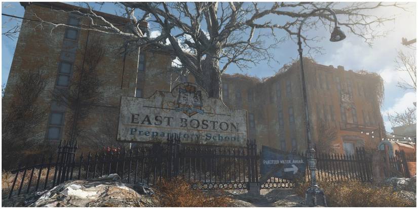 The entrance of the East Boston Preparatory School