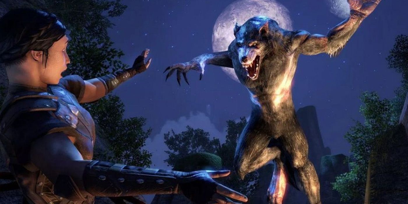 A Werewolf leaping with the full moon on the background