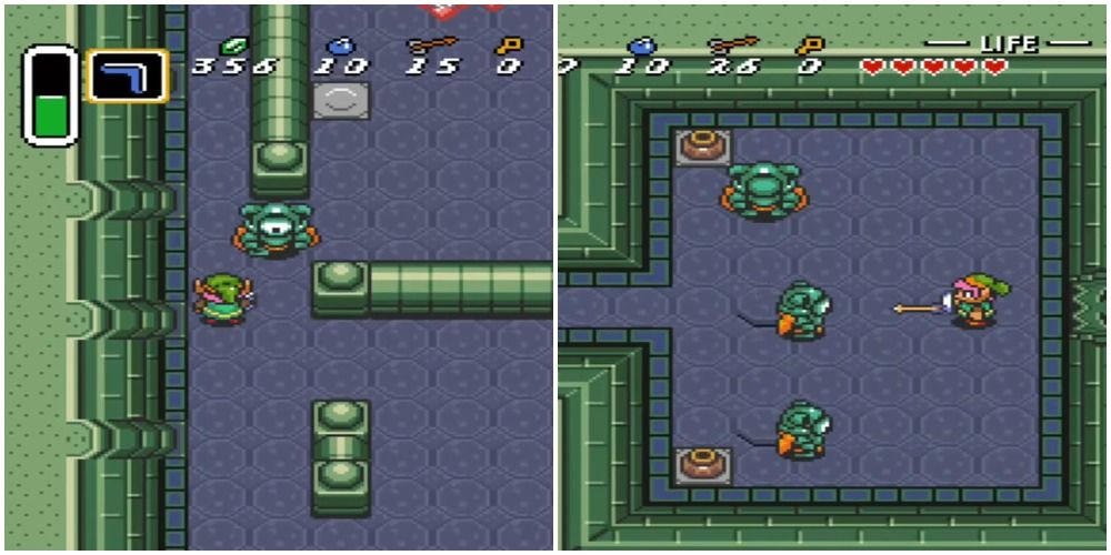 Screenshots of the Eyegore from A Link to the Past