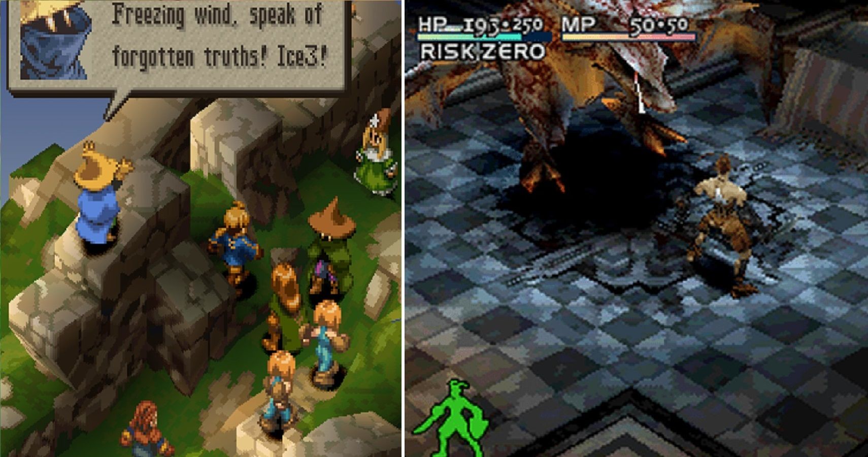 Screenshots from Final Fantasy Tactics and Vagrant Story