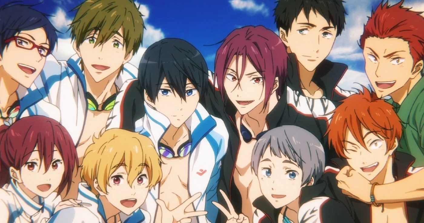 Members of the Iwatobi Swim Team from the Kyoto Animation show Free!