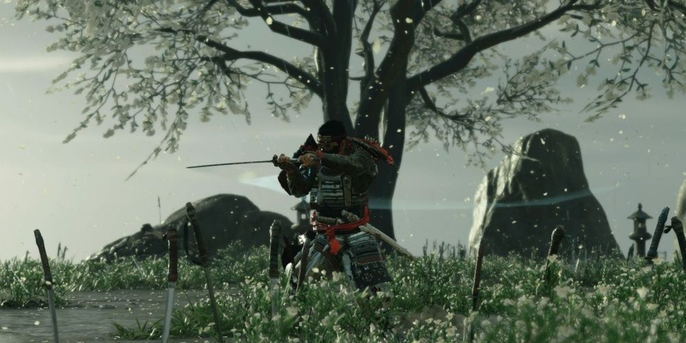 Scenic sword-wielding in Ghost of Tsushima