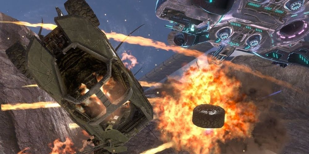 Warthog blowing up in Halo