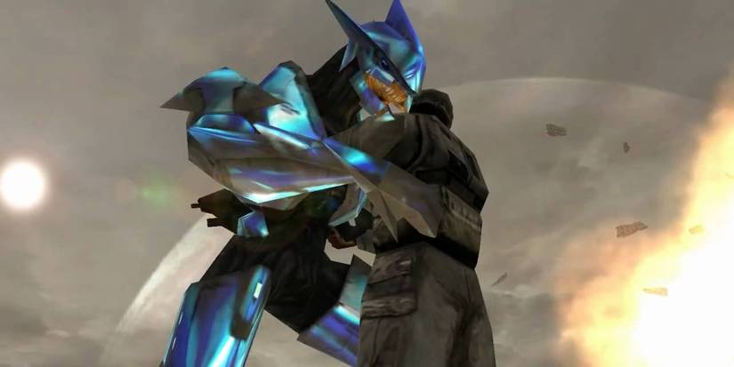 Sergeant Johnson hugs an Elite ending