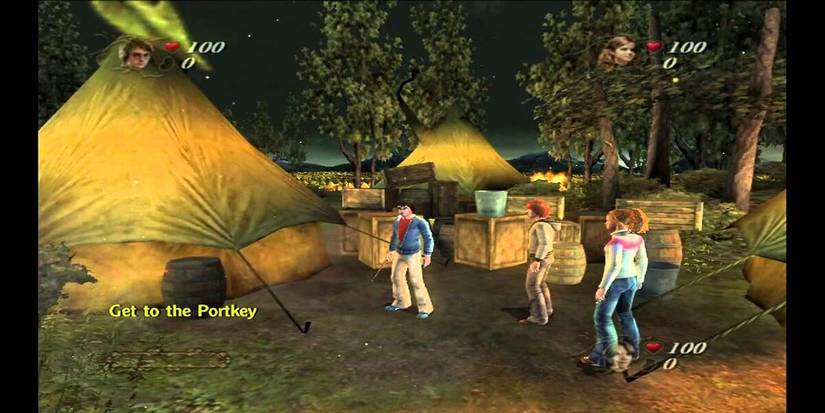 Harry, Ron and Hermione in the game Harry Potter and the Goblet of Fire