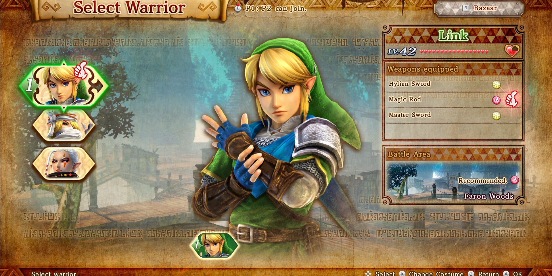 Legend Of Zelda Hyrule Warriors Character Select Link Stats