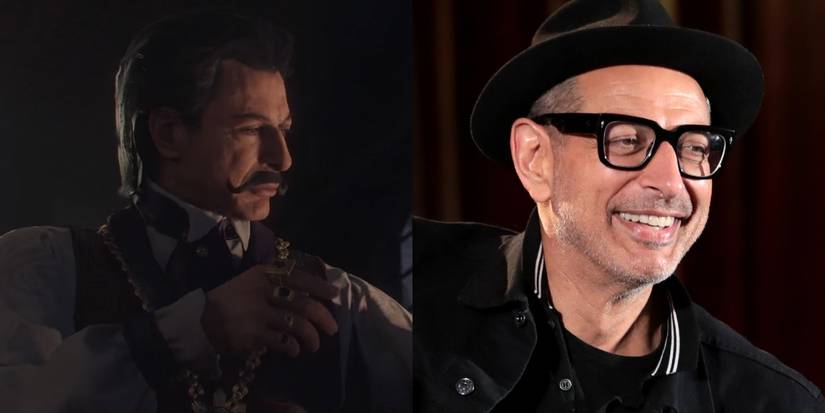 jeff goldblum next to video game character