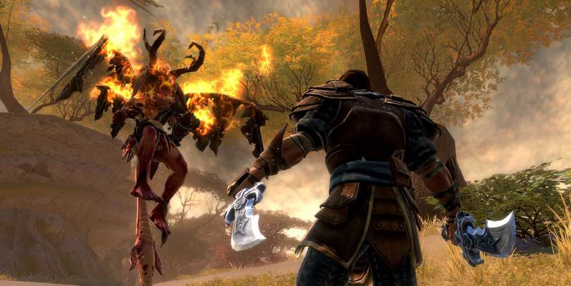 The Fateless One facing a massive winged enemy.