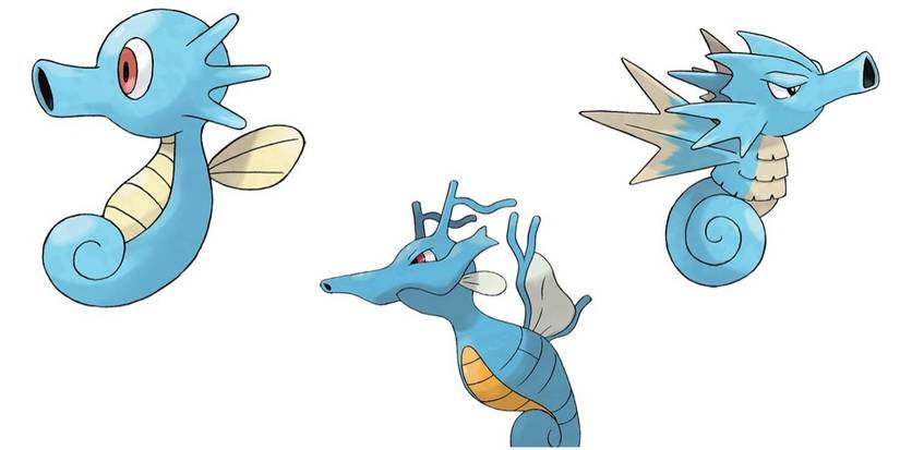 Horsea, Seadra, and Kingdra