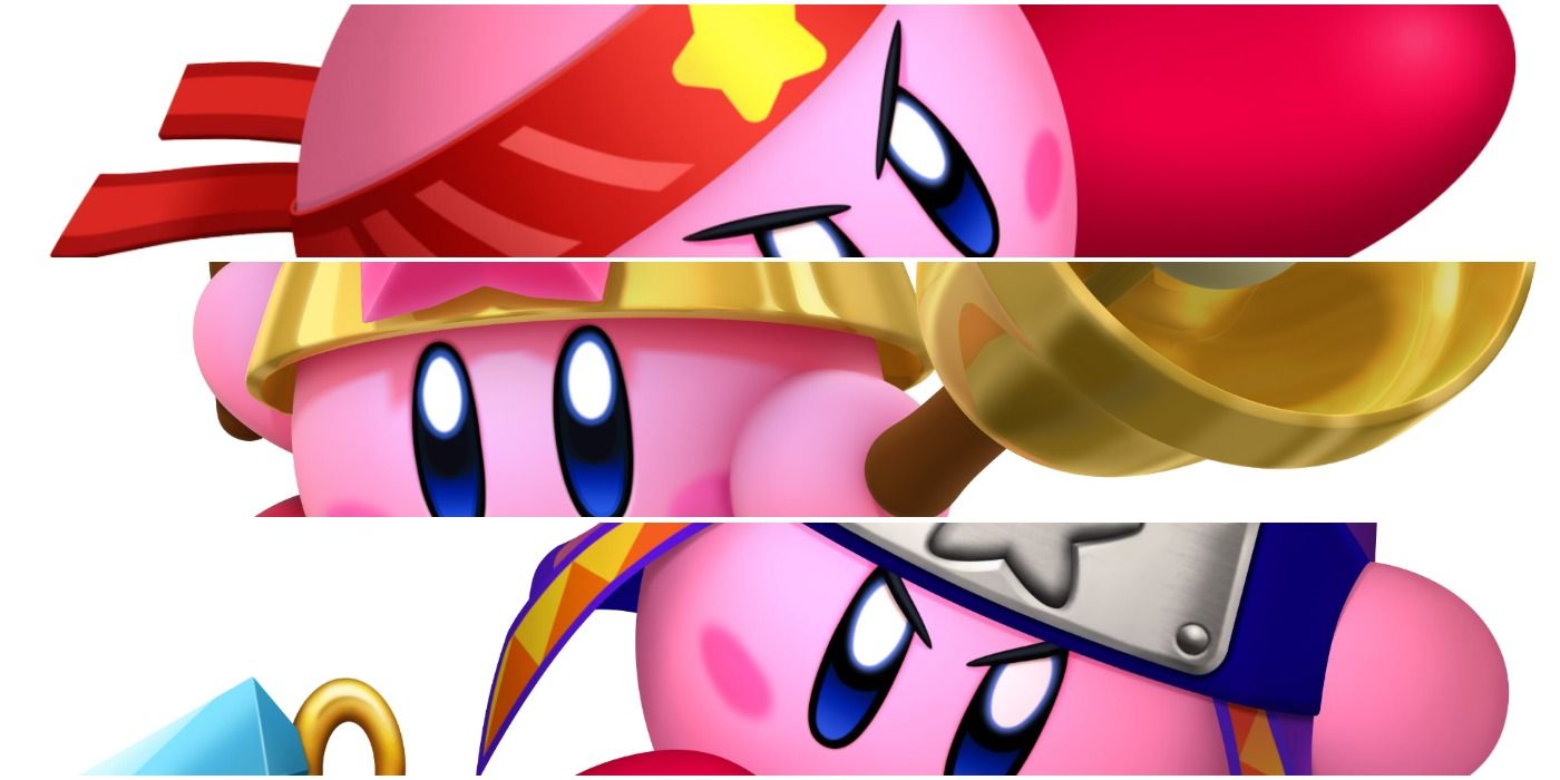 Fighter Kirby, Bell Kirby, and Ninja Kirby