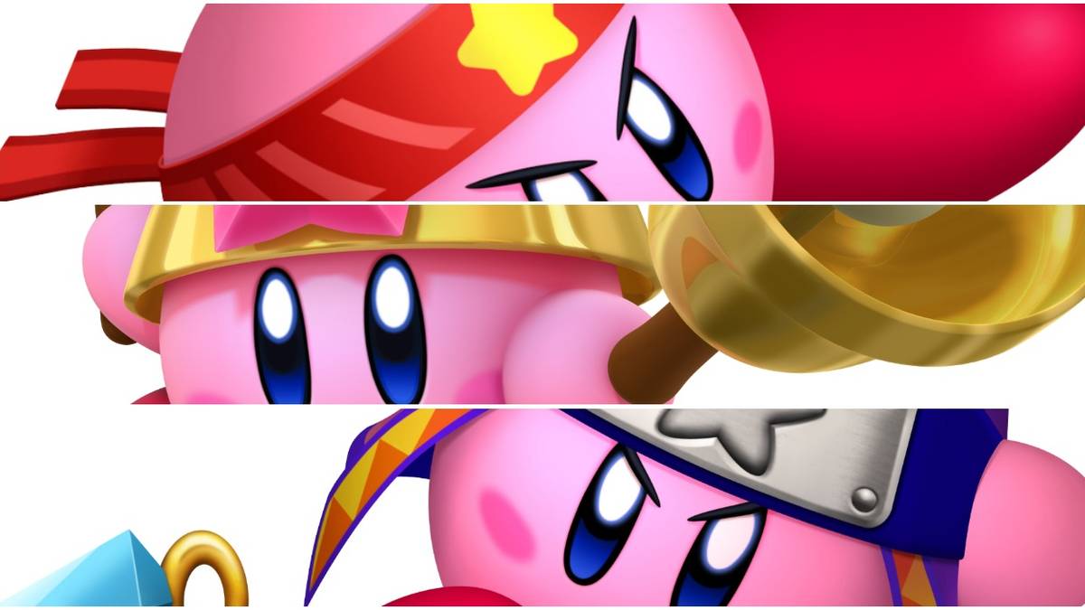 Fighter Kirby, Bell Kirby, and Ninja Kirby