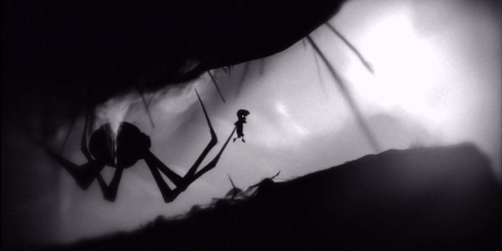 Limbo Boy Avoiding Giant Spider