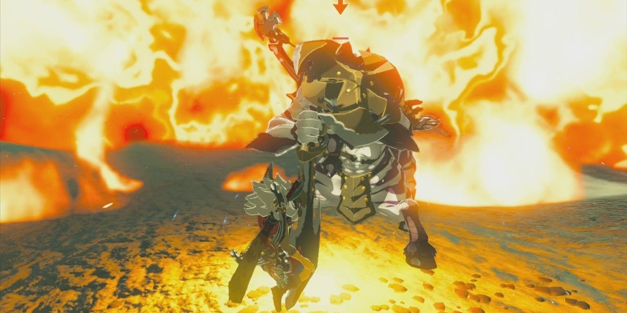 Link parrying a Lynel's AOE attack in Breath of the Wild