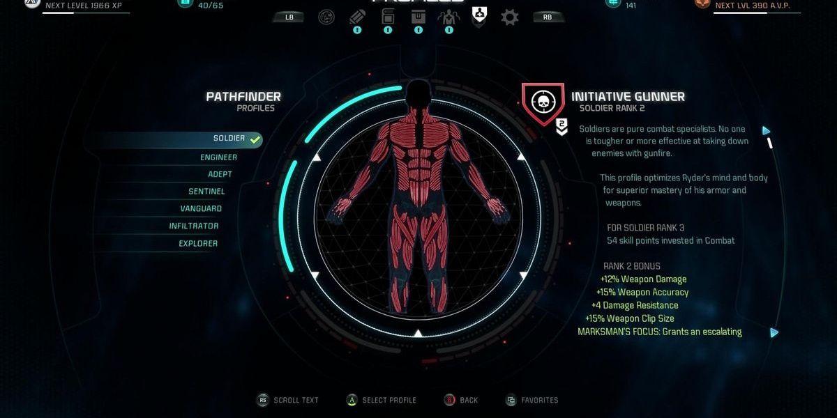 Mass Effect: Andromeda's class selection screen