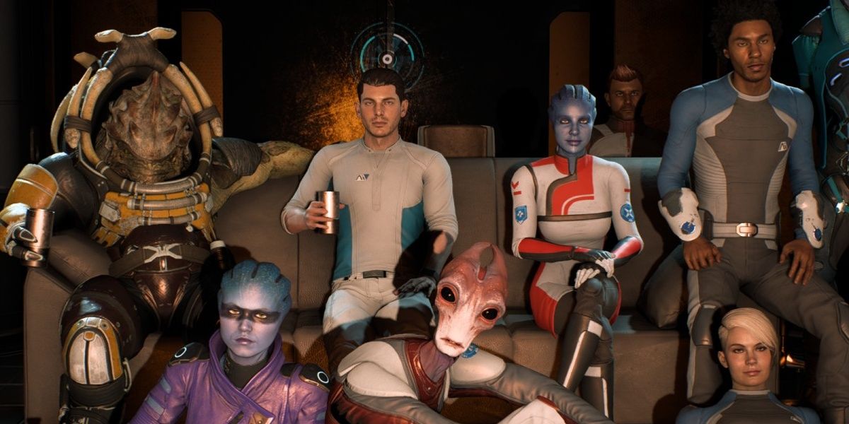 Mass Effect: Andromeda's movie night with squad mates and crews