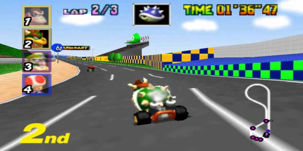 Mario Kart 64 - Bowser with a blue shell
