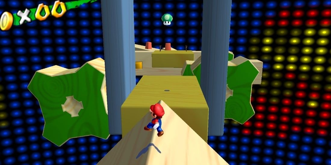 Mario jumping through a secret stage in Mario Sunshine
