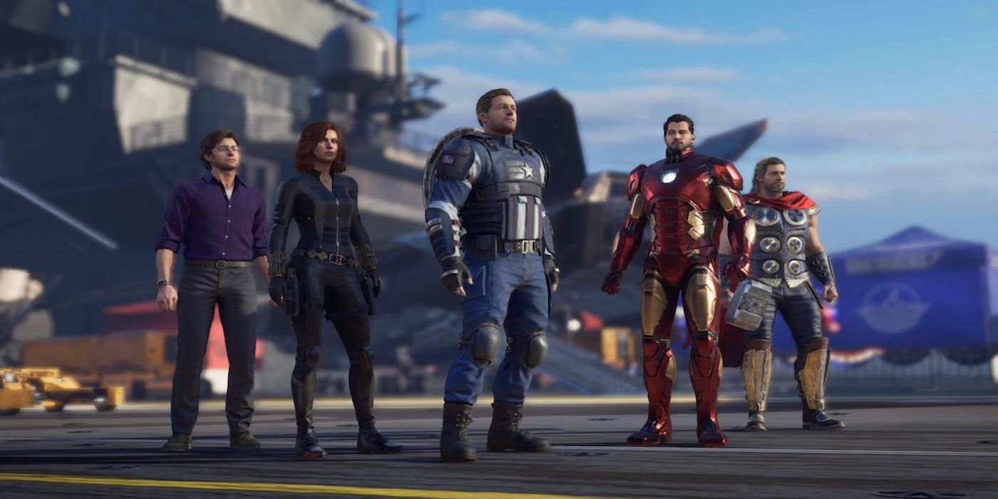 A cinematic screenshot from Marvel's Avengers.