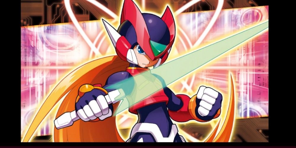 Red Mega Man holding katana
