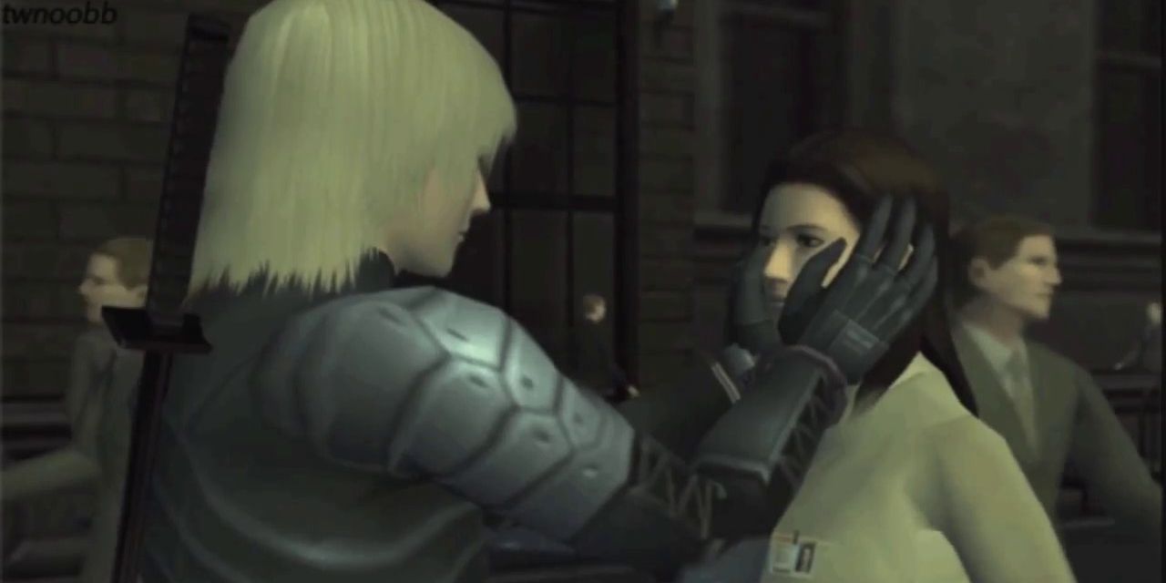 Metal Gear Solid 2 Raiden Embraces Rosemary Girlfriend