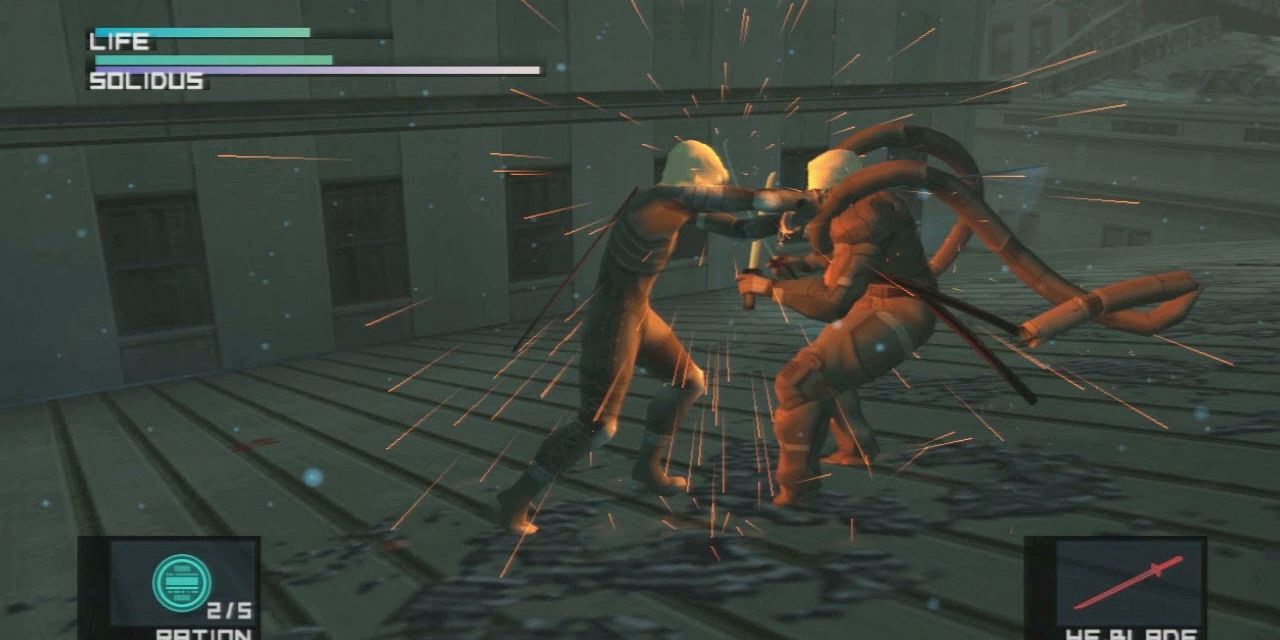 Metal Gear Solid 2 Raiden Versus Solidus Snake Sword Fight Final Battle