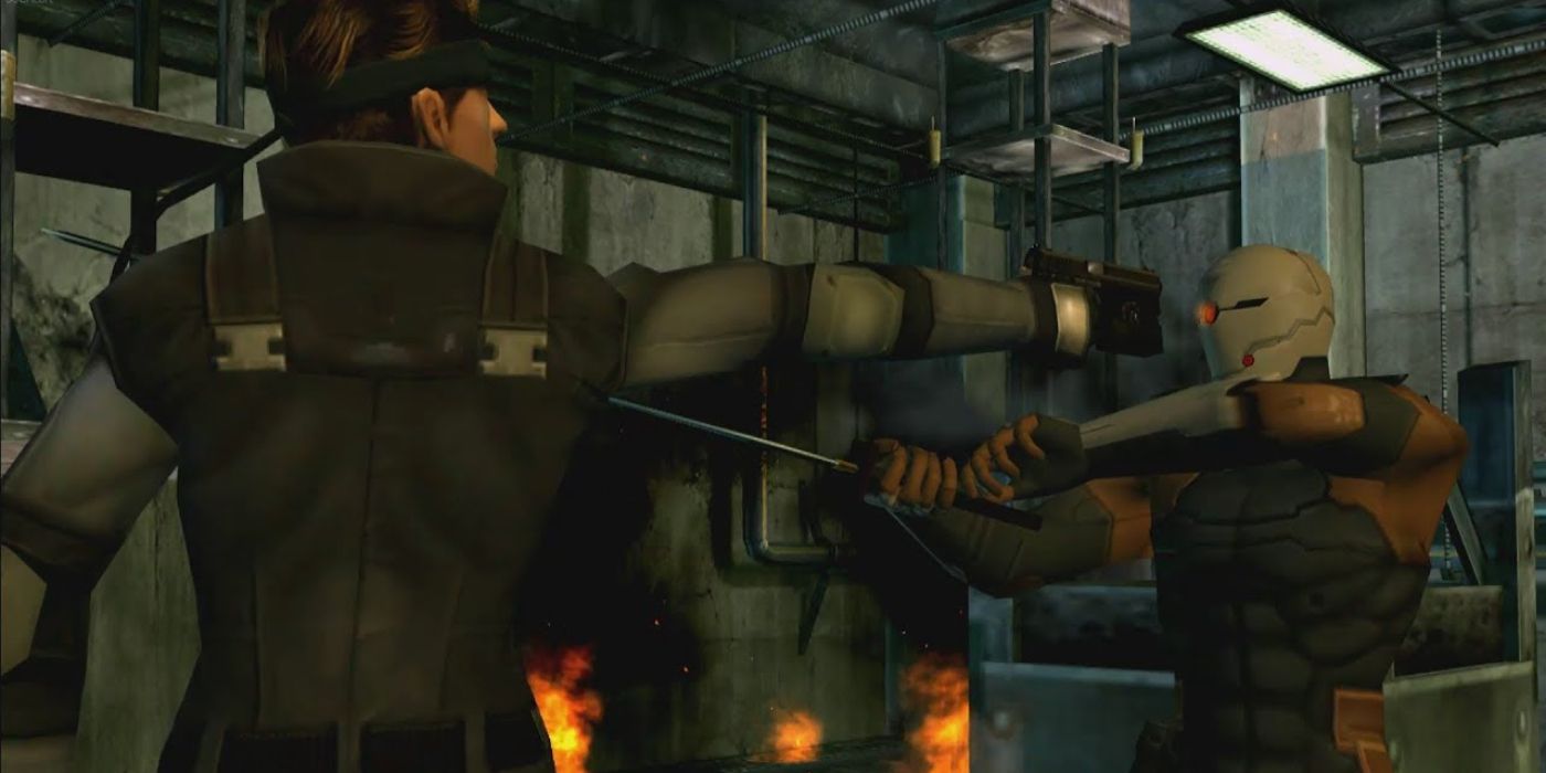 Screenshot Twin Snakes Solid Snake Gray Fox face to face