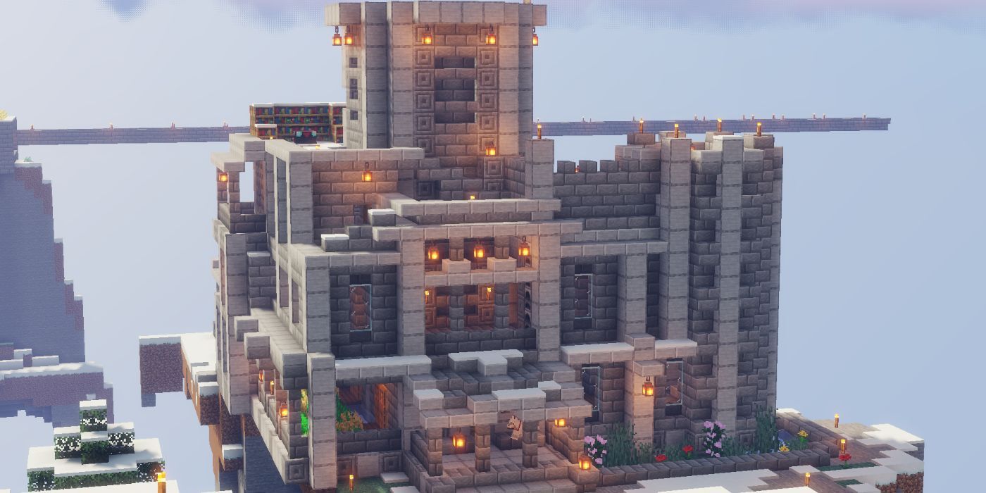 Minecraft Stone Castle On Mountain