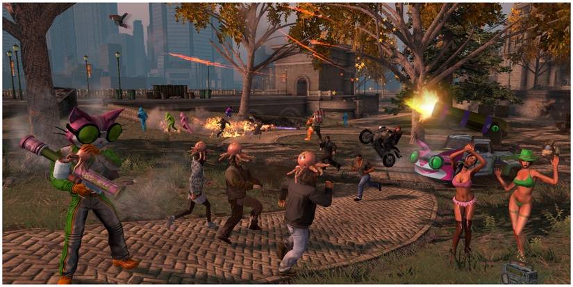 Genki firing the Mollusk Launcher into a crowd of people