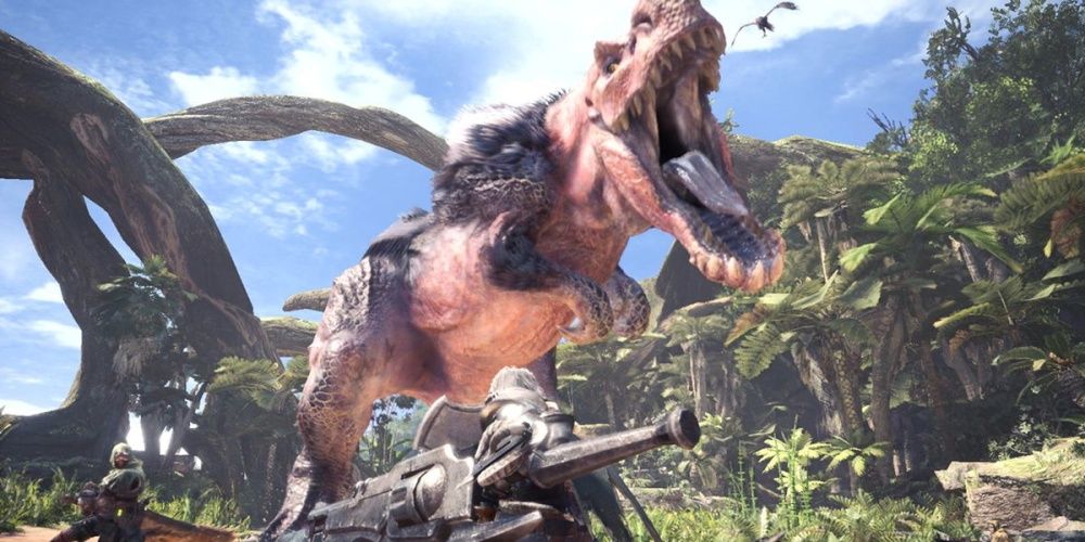 Monster Hunter World Co Op Fight T Rex