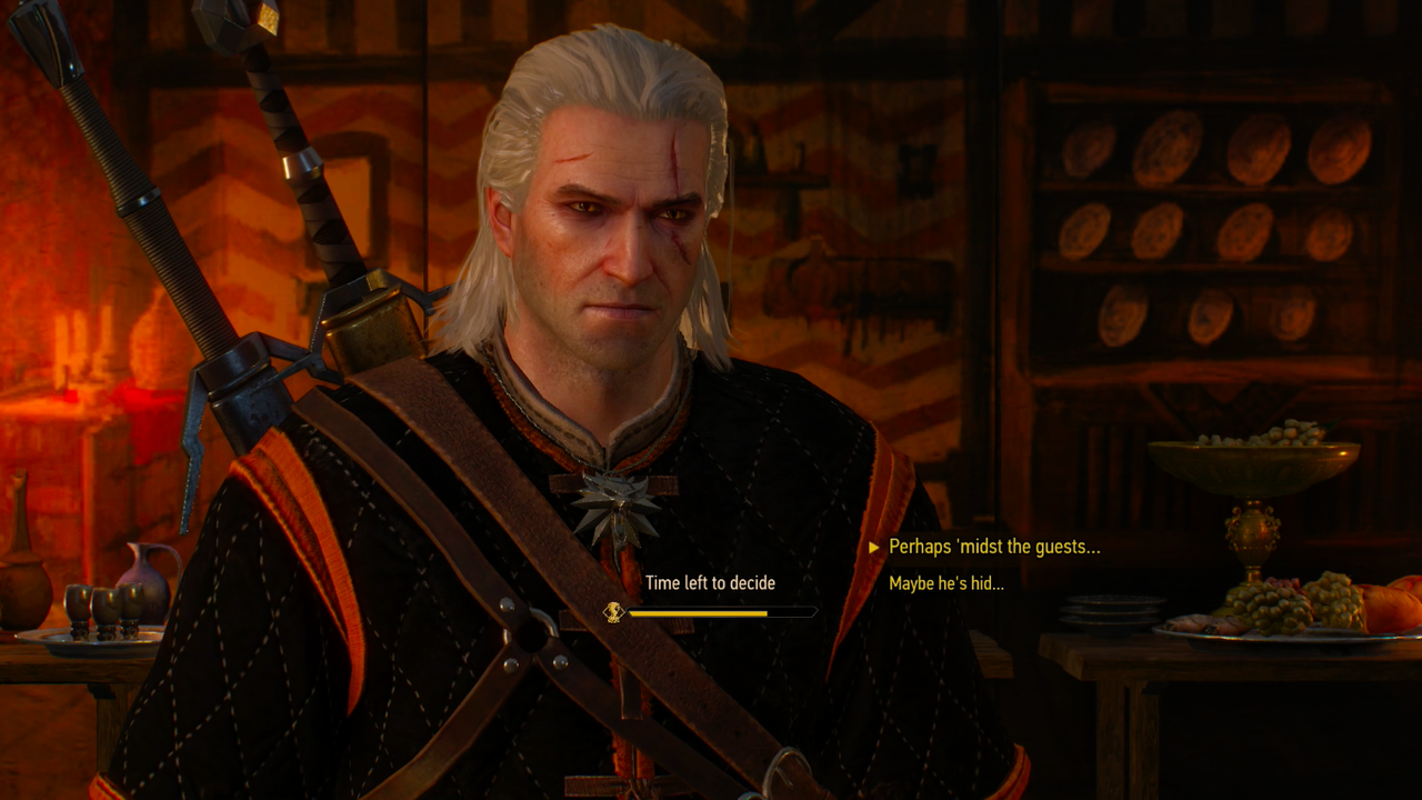 Geralt Performing In A Play In The Witcher 3